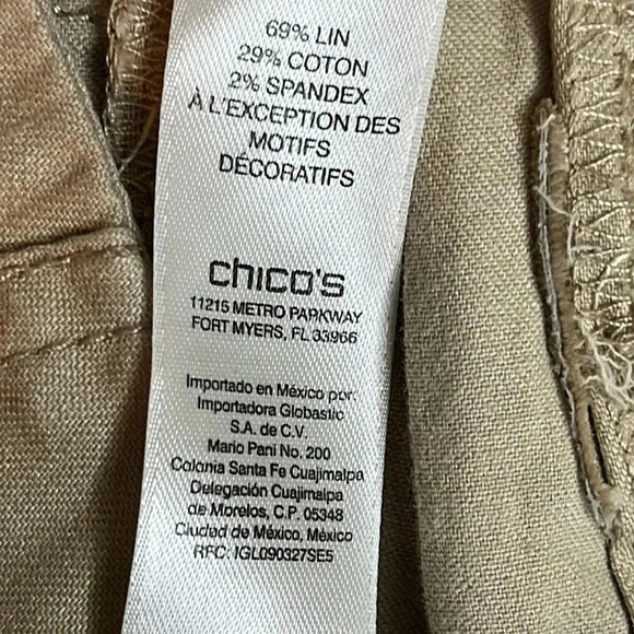 🤍Chico’s Casual linen blend Embellished Utility Crop Pants, XS/2 - Picture 12 of 17